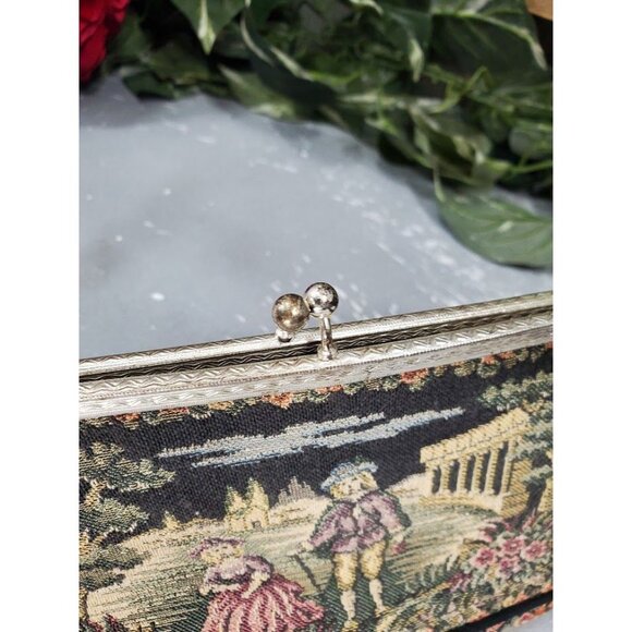 50s Clutch Vintage La Marquise Tapestry Evening Handbag Italian Lovers Summer - Picture 6 of 8